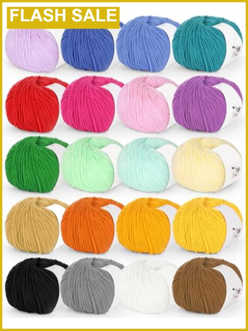 Cotton Acrylic Blend Yarn 20 Skeins Crochet Knitting Set 50g Each 185 Yards